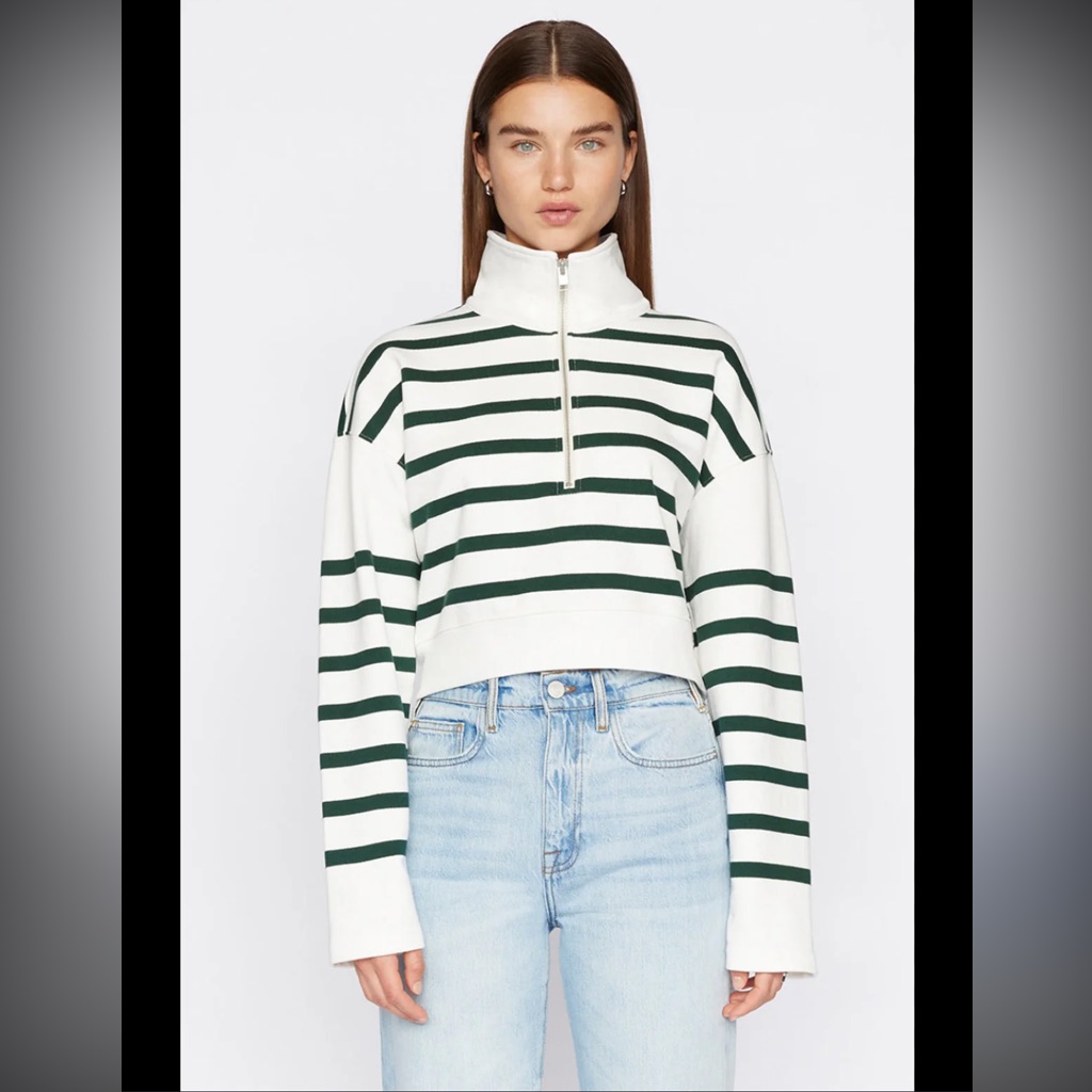 Frame Pine Multi Cropped Half Zip Pullover